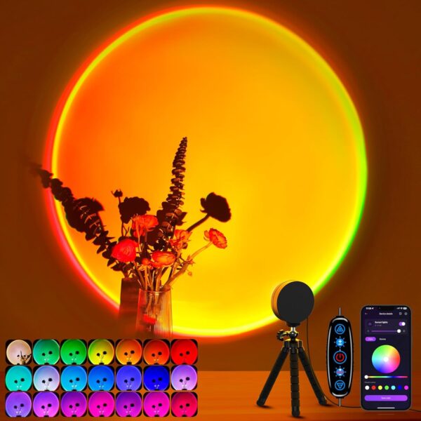 Sunset Lamp Projector Multicolor Changing LED Projection Lamp,Switch Button and APP Control 360 Degree Rotation Sunlight Lamp for Bedroom, Photography, Party, Tiktok Live, Room Decor 1