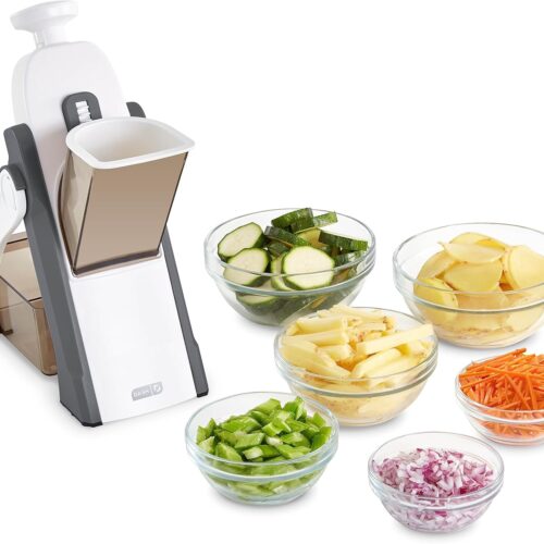 Safe Slice® Mandoline Slicer, Julienne + Dicer for Vegetables, Meal Prep & More with 30+ Presets & Thickness Adjuster - Grey