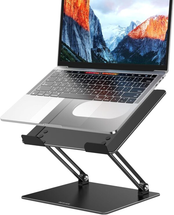 LS10 Aluminum Laptop Stand, Ergonomic Adjustable Notebook Tablet Stand, Computer Holder Compatible with Air, Pro, Dell, HP, Lenovo More 10-14" Laptops, Black 1 Laptop Stand