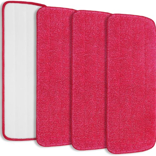 1 Replacement Microfiber Mop Pads Compatible with Rubbermaid Reveal Spray Mop, 16.5" Reusable Wet & Dry Floor Cleaning Pad Refills Fit for Any Microfiber Reveal Flat Mops(4 Pack)