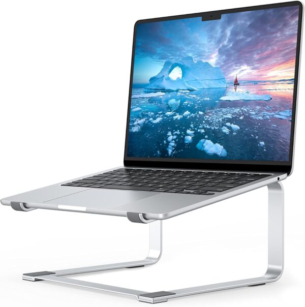 Laptop Stand for Desk, Metal Computer Riser, Heavy Stable PC Holder, Ergonomic Laptops Elevator for 12 to 17.3 Inches Notebook Computer, Silver 1 Laptop Stand