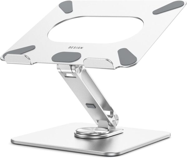 LSX7 Laptop Stand with 360 Rotating Base, Ergonomic Adjustable Notebook Riser Holder Compatible with Air, Pro, Dell, HP, Lenovo More 10-15.6" Laptops (Silver) 1 Laptop Stand