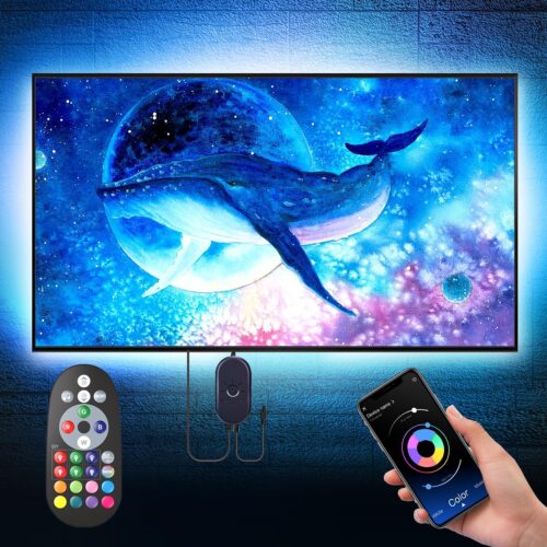 1 LED Lights for TV, 16.4 ft TV LED Backlight for 55-75 Inch, RGB LED Strip Lights Behind TV with APP Remote Control, Music Sync Smart Led Ambient Lighting for Bedroom Gaming Room Decor