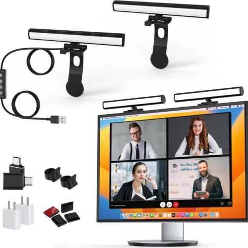 1 Video Conference Lighting, Monitor Light Bar, Eye-Caring Computer Light, Screen Light Bar,Webcam Streaming Lights, Zoom Lighting for Computer, Replaces Ring Light for Zoom Meetings