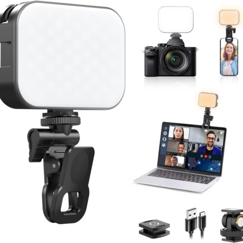 1 VL100X Selfie Light, Clip LED Light Panel for Phone/Laptop/Tablet/Computer, Bi-Color Portable Clip Camera Light with Dimmable 2500-6500K with 2000mAh Battery for Video Conference/Picture