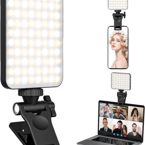 1 Rechargeable Selfie Light, Clip Fill Light for Phone Laptop Tablet Portable Light for Video Conference Live Streaming Zoom Call Makeup Picture (Black)
