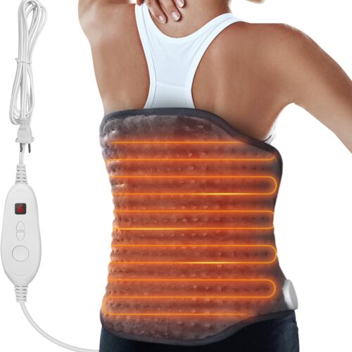 1 Heating Pad for Back Pain Relief,Electric Heat Pad for Period Cramps, Neck, Shoulders, Heated Pad with Adjustable Strap, 6 Heat Levels, Auto Shut Off, 16”x24”,Washable,Gifts