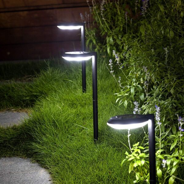 Outdoor Solar Path Lights Waterproof Landscape Pathway Light with 6 White LEDs Garden Lighting Decorative for Patio Driveway Backyard (Black-4 Pack) 1