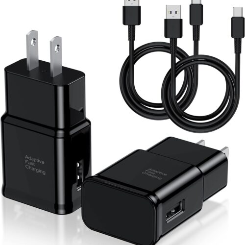 1 Type C Charger Fast Charging, 2 Pack USB C Android Phone Wall Charger Block & 6ft Charge Cable Cord, for Samsung Galaxy S8 / S9 / S10 Plus Active S10e, S20 / S21 Ultra Plus, Note 8 9 10, Pixel 3 etc