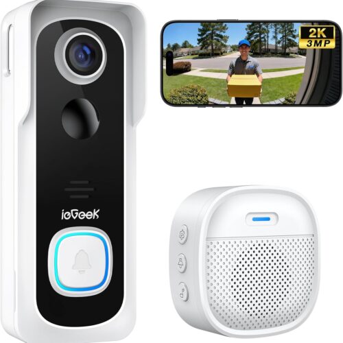 Doorbell Camera Wireless No Subscription - Wireless Video Doorbell with Chime, Doorbell with Camera 1080P, Voice Changer, 2-Way Audio, PIR Motion Detection, Only 2.4Ghz WiFi, Works with Alexa