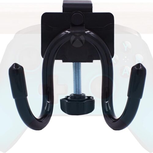 1 Desk Mount Game Controller Holder Clamp On Hanger Holder Storage Rack for PS3/PS4/PS5/Xbox 360/Xbox One/S/X/Elite/Series S/Series X Controller, Pro Controller,etc-No Game Controller-Black