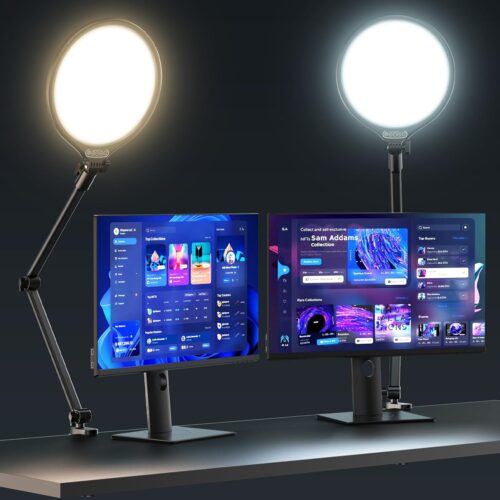 1 10" Key Light for Streaming, Desk Ring Light with Adjustable Arm (1 Pack), Zoom Lighting for Home Office, Gaming, Podcast, Video Calls, and Recording