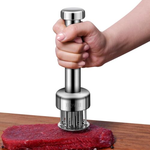 1 Stainless Steel Meat Tenderizer Tool with 21 Sharp Needles - A Meat Tenderizer Mallet for Chicken and Beef, Durable Meat Mallet Hammer, Easy-Grip Meat Hammer Tenderizer