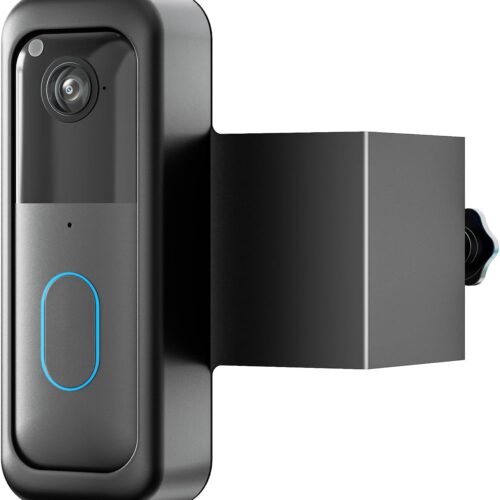 1 Anti-Theft Blink Doorbell Mount, No-Drill Mounting Bracket for All-New Blink Video Doorbell Camera, Non-Blocking Motion Sensor, Easy to Install, Door Mount Holder for Apartments, Renters (Black)