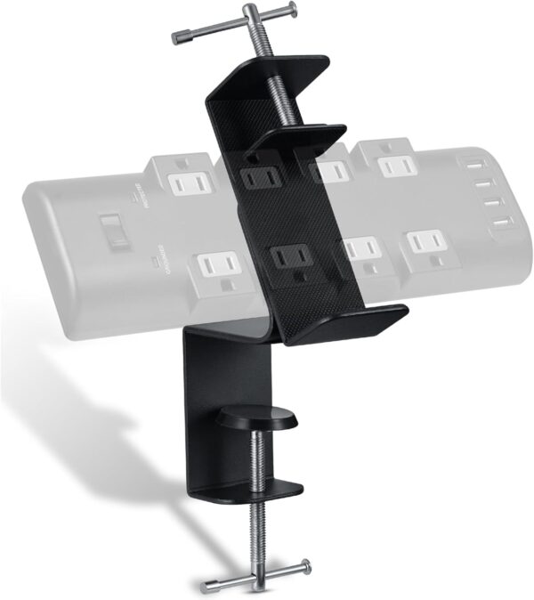 Desk Clamp for Power Strip - Removable Holder for Desk Edge - Sturdy Table Mount - Fits 2.55" to 4.13" Width - Black 1