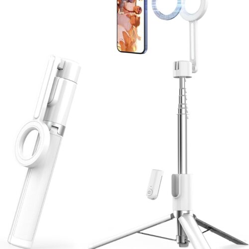 1 Magnetic Selfie Stick Tripod with Remote,54" Phone Tripod Compatible with MagSafe,Fit for iPhone 12/13/14/15 Series,Magsafe Case and Other Phones with Metal Ring