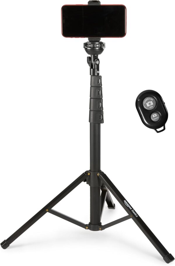 64-inch Extendable Tripod for iPhones and Smartphones, Selfie Stick Mode and Phone Tripod Mode, Black 1
