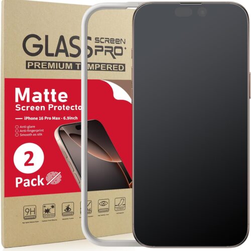 [2 Pack Matte Glass Screen Protector Compatible for iPhone 16 Pro Max 6.9inch 2024, Anti-Glare & Fingerprint Anti-Reflective No Bubbles Install Frame Smooth as Silk Tempered Glass