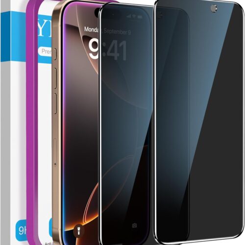 Compatible for iPhone 16 Pro Max Privacy Screen Protector Tempered Glass, Anti Spy Privacy Screen iPhone 16 Pro Max 6.9 Inch Accessories, 2 Pack, Case Friendly Film, Easy Installation Tool
