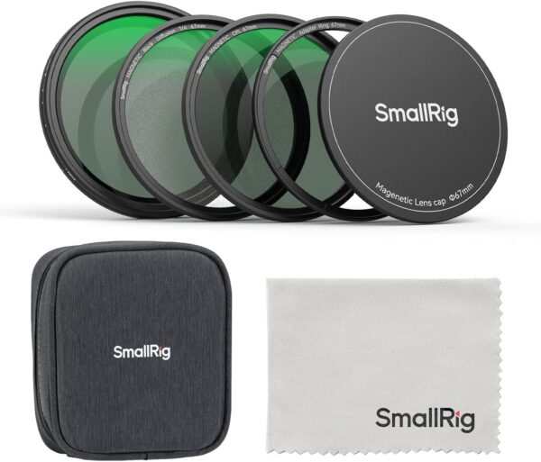 SmallRig 5-in-1 Magnetic 67mm Lens Filter Kit: VND + CPL + Black Mist 1/4 + Threaded Adapter Ring + Magnetic Lens Cover + Storage Bag + Cleaning Cloth, Magnetic Filter Set for Phone Camera Lens - 4726 1
