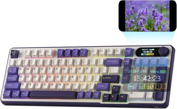 S98 Mechanical Keyboard w/Smart Display & Knob, Top Mount 96% Wireless Mechanical Keyboard BT/2.4G/USB-C, Hot Swappable, Software Support, Massive Battery, 98 Keys 1