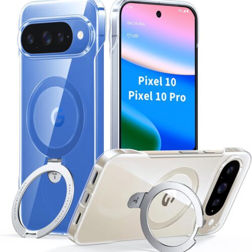 Magnetic Stand for Google Pixel 10 Pro Case/Pixel 10 Case Clear, Ultra Thin Open Edge Design, Never Yellowing, Fit for MagSafe with Kickstand, Caseless Touch Grip Ostand Case, Clear