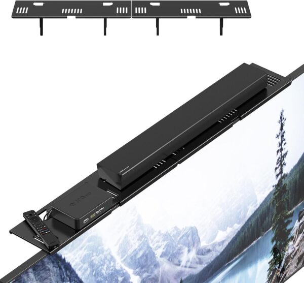 Adjustable Steel TV Top Shelf, Soundbar Mount, Universal Monitor Shelf for Soundbar, Game Console, Cable Box, Router Shelves and Home Accessories (No Storage Boxes, 2PCS) 1
