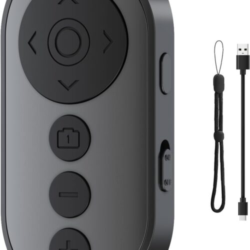 Wireless Camera Remote with Zoom/Camera Switch for Photo and Vlogging Compatible with iOS & Android Smartphone, Bluetooth Video Scrolling for Tiktok, Rechargeable Page Turner for E-Book APPS