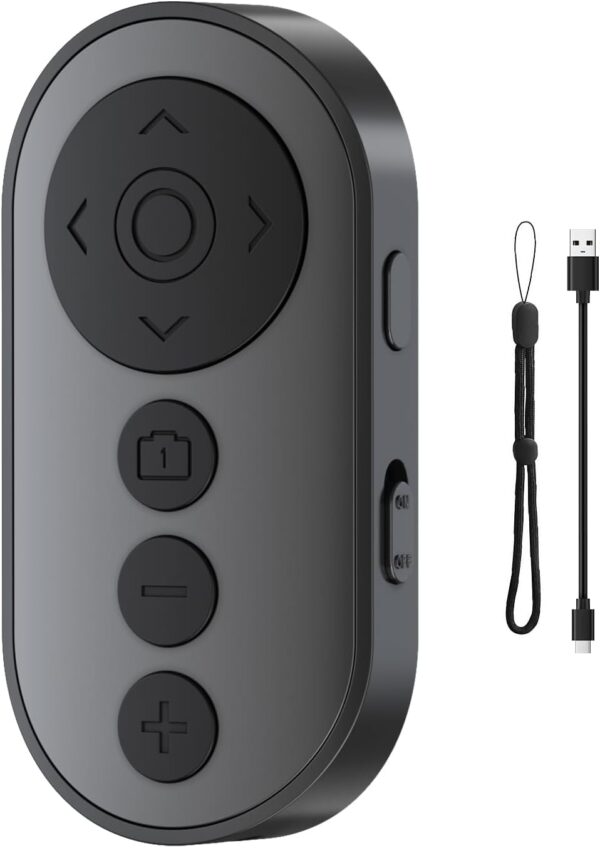 Wireless Camera Remote with Zoom/Camera Switch for Photo and Vlogging Compatible with iOS & Android Smartphone, Bluetooth Video Scrolling for Tiktok, Rechargeable Page Turner for E-Book APPS 1