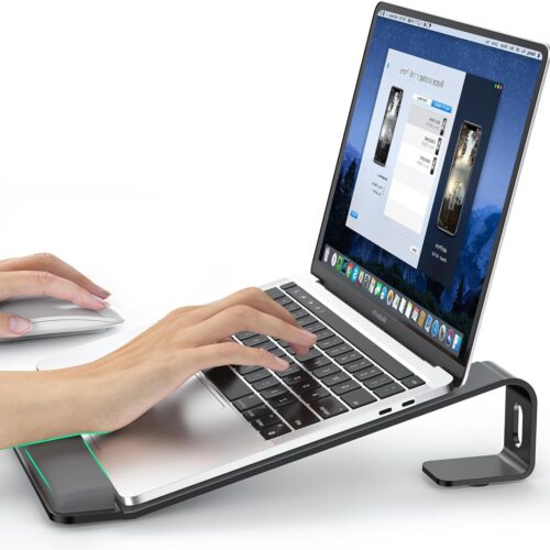 Laptop Stand for Desk, Metal Laptop Stand with Wrist Support, Ergonomic Detachable Laptop Riser, Aluminum Protable, Computer Stand for MacBook Air Pro, HP, Dell, XPS, HP (10-17") Laptops - Black
