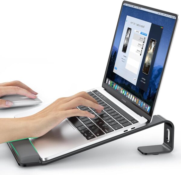 Laptop Stand for Desk, Metal Laptop Stand with Wrist Support, Ergonomic Detachable Laptop Riser, Aluminum Protable, Computer Stand for MacBook Air Pro, HP, Dell, XPS, HP (10-17") Laptops - Black 1