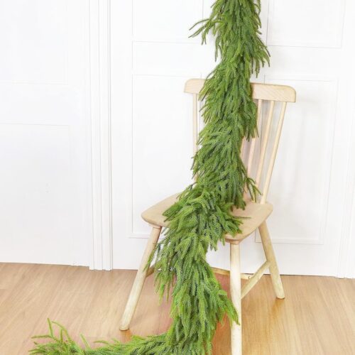 9 Ft by 10 Inch Real Touch Christmas Norfolk Pine Garland Realistic, Artificial Christmas Garland with 180 Branch Tips, Thick Faux Greenery Pine Garlands Xmas Table Fireplace Mantle Indoor Outdoor