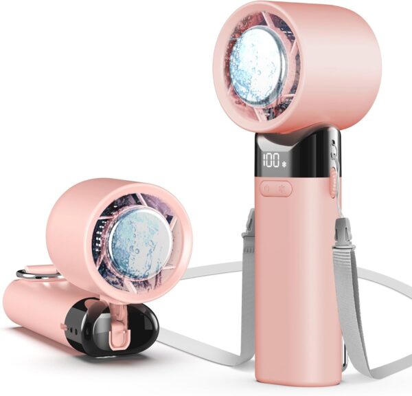 Portable Handheld Fan,Adjustable Mini Fans Speed(1-100),5000mAh Battery Rechargeable Personal Fan,Cooling Handheld Fans for Travel Camping Outdoor(Pink) 1
