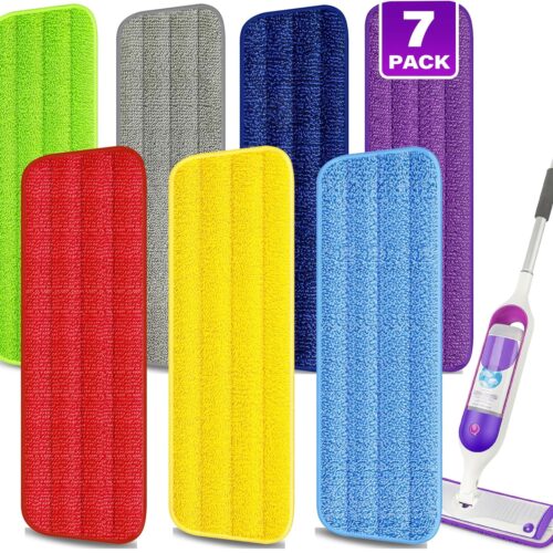 7 Count Reusable Microfiber Mop Pads for Swiffer PowerMop - MEXERRIS Microfiber Wet Pads Refills PowerMop Pads Machine Washable Hard Wood Floor Mop Pads Replacement for 13''-15'' Spray Wet Mops