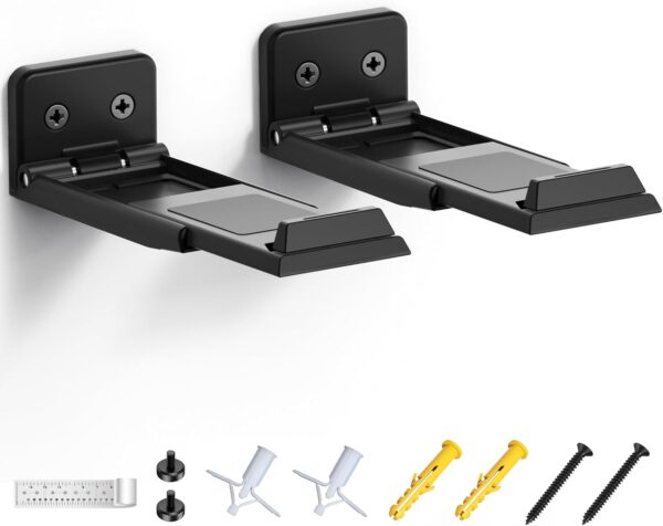 Soundbar Wall Mount Bracket for Samsung, LG, Sony, JBL, Vizio, Sonos and More, Depth Adjustable 3.5”-6.1”, Soundbar Shelf Under TV, Black 1