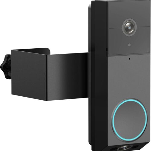 Anti-Theft Door Mount for Wyze Duo Cam Doorbell Only, No-Drill Wyze Doorbell Camera Mount, Metal Adjustable Door Bell Kits for Home Rentals Room Black