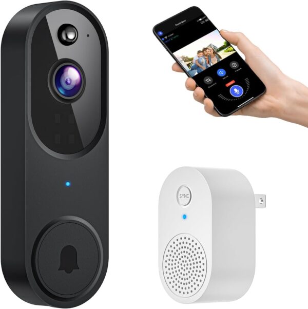 Smart Video Doorbell Camera Wireless, AI Human Detection and Instant Alerts, Night Vision, 2-Way Audio, Battery Powered, Cloud Storage Sold Seperately, 2.4G WiFi (Chime Included) 1