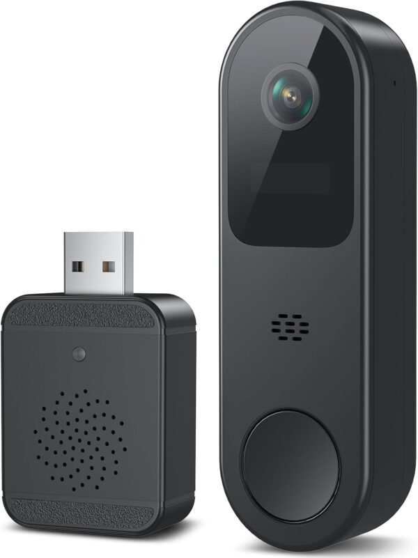 2K HD Battery Doorbell Camera Wireless with Ring Chime, Smart Video Doorbell with Two-Way Talk, Secure Cloud Storage, AI Detection and Instant Alerts, Night Vision, Compatible with Alexa 1