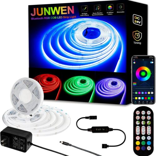 RGB COB LED Strip Light 20ft/6m, DC24V Dimmable Smart App Control Strip Lights, Music Rhythm Synchronization, 16 Million Colors Indoor DIY RGB Led Backlights for TV, PC, Bedroom, Party