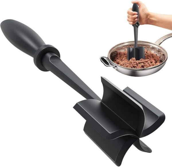 Meat Chopper for Ground Beef - Heat Resistant Ground Beef Smasher for Hamburger Meat - Nylon Hamburger Chopper Utensil - Potato Masher-Professional Multifunctional Heat Resistant - Easily Mix and Chop 1