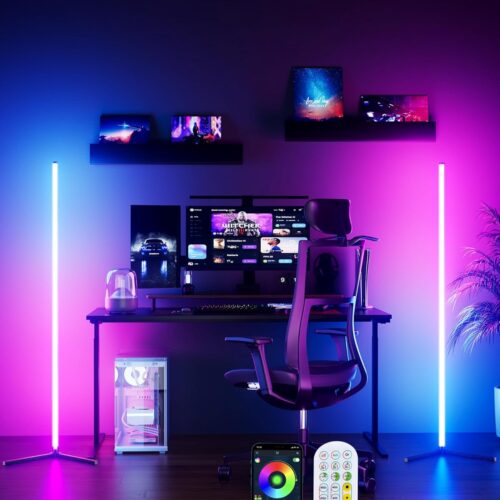 RGB Corner Floor Lamp, 65" Color Changing Modern Corner Lamp with APP Control, Modern LED Lamp with 16 Million Colors & Music Sync for Living Rooms, Bedrooms, and Gaming Rooms