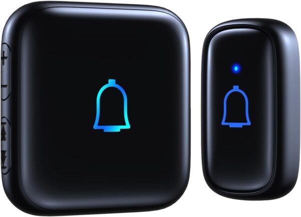 Classroom Doorbell Wireless Doorbell IP66 Waterproof 1000Ft 66 Chimes Mute Mode 115dB 7-Level Vol Loud Electric Door Bells for Home Office Classroom Kids Room Teachers & Hearing-Impaired 1