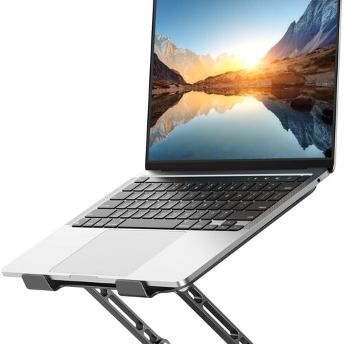Adjustable Laptop Stand, Aluminum Portable Laptop Riser Holder, Ergonomic Foldable Notebook Stand with Heat-Vent, Compatible for MacBook Pro, ASUS, Acer, Dell, HP (10-16'')