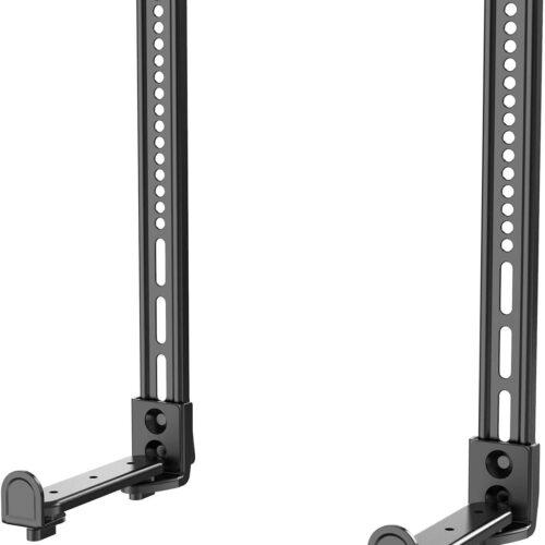 Universal Sound Bar Mount - Adjustable Holder for Samsung, Bose, Sonos,Lg,Vizio and Most Soundbars 20''-45'' Wide, Fits Most 23-65 Inch TVs, Supports 33 lbs, Easy Installation, Black