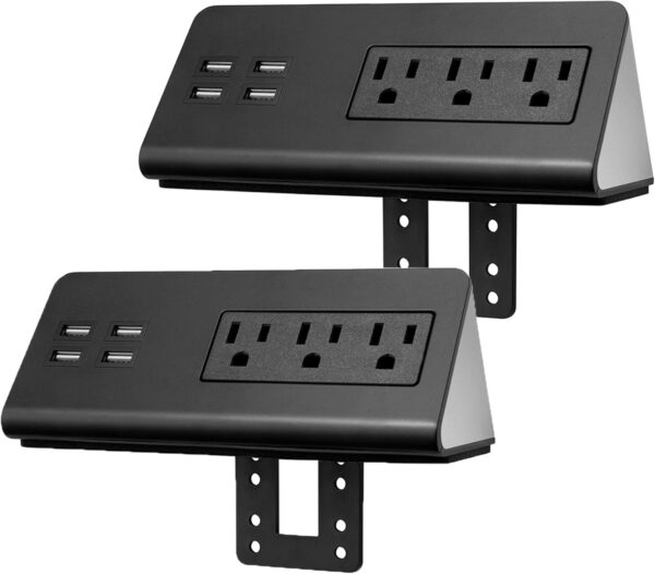 2-Pack Desk Edge Mount Power Strips with 4 USB Ports & 3 AC Power Outlets for Home and Office Desktop Charging Bucket 1