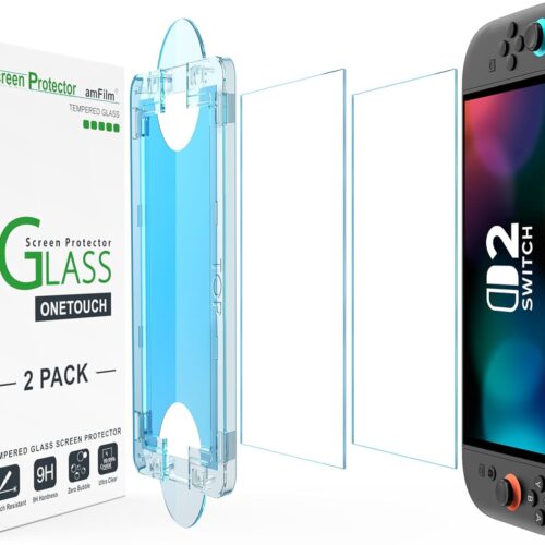 Auto-Alignment OneTouch for Nintendo Switch 2 Screen Protector [7.9''] 2025 Tempered Glass, Accessories, 30 seconds Installation, Bubble Free, Anti-Scratch, Touch Sensitive, Ultra-Clear [2Pack]