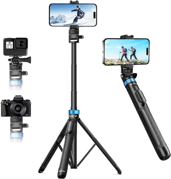 72" Phone Tripod - Tripod for iPhone & Selfie Stick with Phone Holder & Remote - Upgraded, Stable & Portable Stand for iPhone 17/16/15/14, Android, Cameras & Action Cams 1
