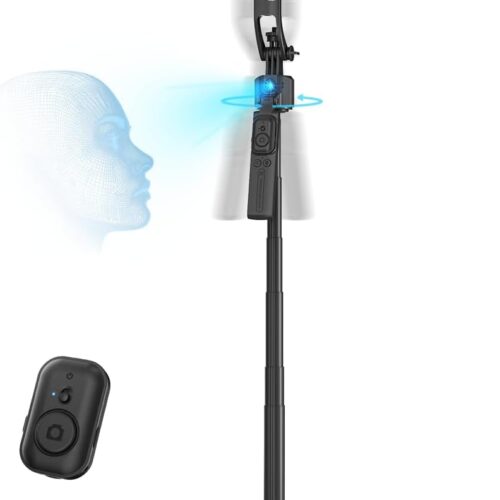 1 Auto Face Tracking Tripod for iPhone/Cell Phone/Android/Camera with Light and Remote, 64", No App, 360°Rotating Tripod Selfie Stick for Tiktok YouTube Vlog Live Streaming Video Recording