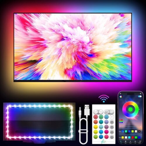 1 LED Lights for TV, 16.4ft TV LED Backlight for 45-75in, RGB TV Backlight Behind Strip with Music Sync, Bluetooth APP and Remote Control Strip Lights USB Powered for Bedroom, Gaming