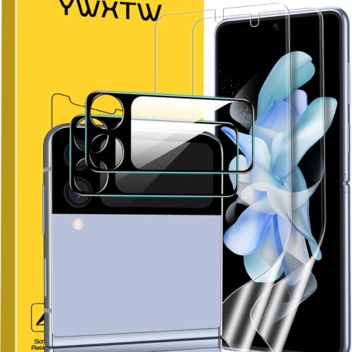 2+2 Pack] for Samsung Galaxy Z Flip 4 5G EPU Screen Protector + Camera Lens Protector Tempered Glass, Upgraded Ultra-Thin High Definition Clear Full Coverage Case Friendly